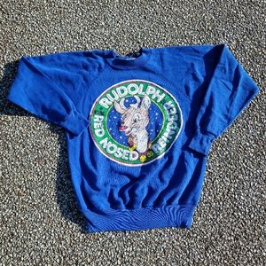 Vintage 80s Rudolph the red nose reindeer sweater